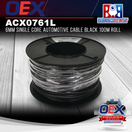OEX ACX0761L 6mm Single Core Automotive Cable Black 100m Roll