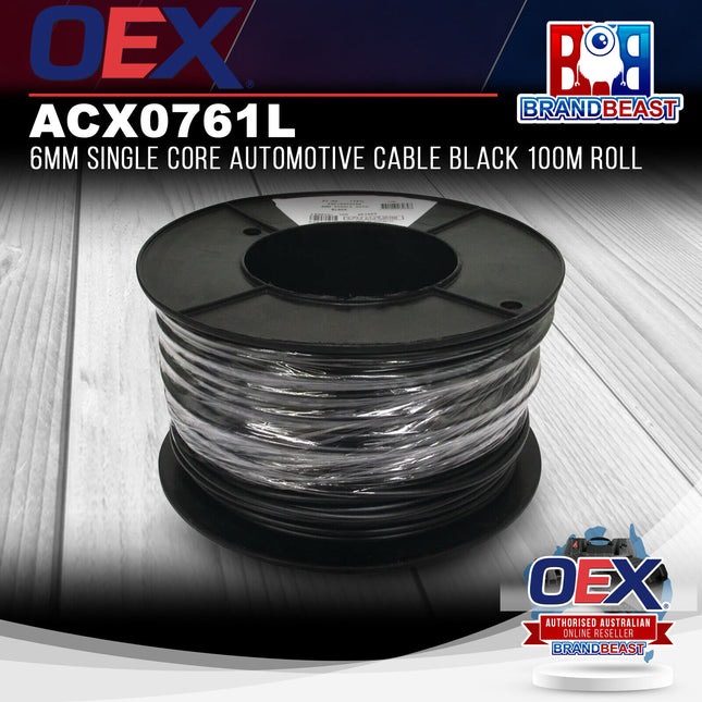OEX ACX0761L 6mm Single Core Automotive Cable Black 100m Roll