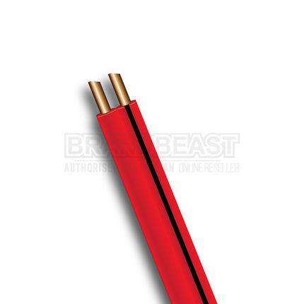 OEX ACX0804L 4mm Twin Core Automotive Cable, Figure 8, Red With Black Trace - 100m Roll