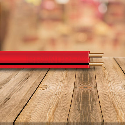 OEX ACX0804L 4mm Twin Core Automotive Cable, Figure 8, Red With Black Trace - 100m Roll
