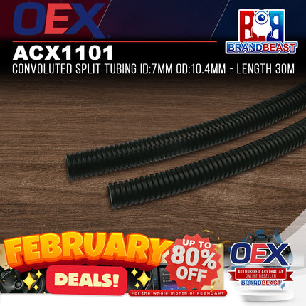 OEX ACX1101 30M Convoluted Split Tubing - ID: 7mm OD: 10.4mm