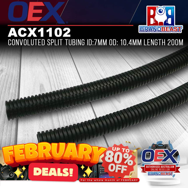 OEX ACX1102 Convoluted Split Tubing ID:7mm OD: 10.4mm Length 200m