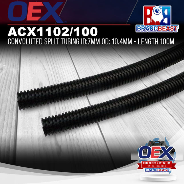 OEX ACX1102/100 Convoluted Split Tubing ID:7mm OD: 10.4mm - Length 100m