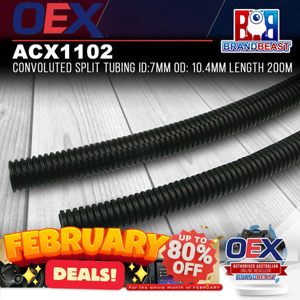 OEX ACX1102 Convoluted Split Tubing ID:7mm OD: 10.4mm Length 200m