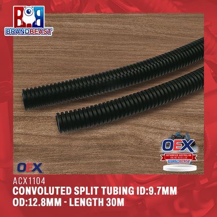 OEX ACX1104 Convoluted Split Tubing ID:9.7mm OD:12.8mm - Length 30m
