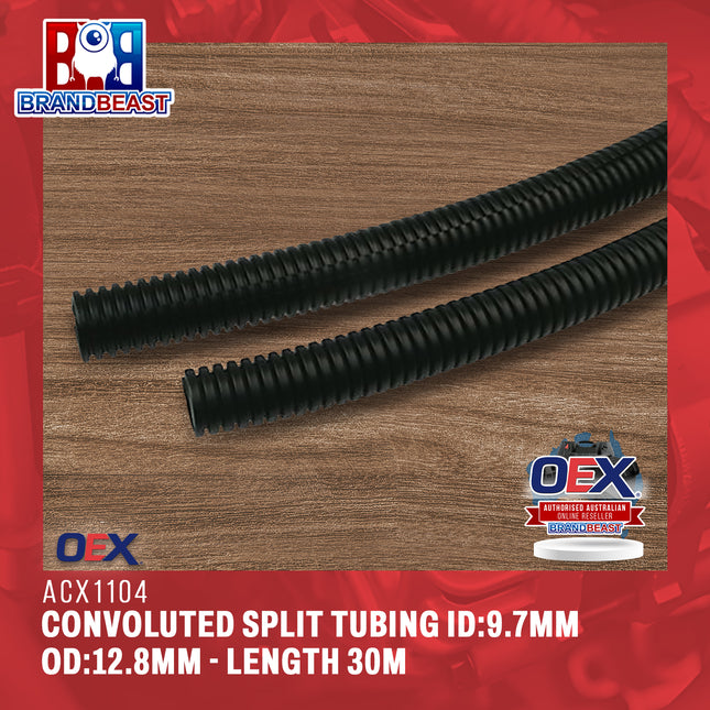 OEX ACX1104 Convoluted Split Tubing ID:9.7mm OD:12.8mm - Length 30m