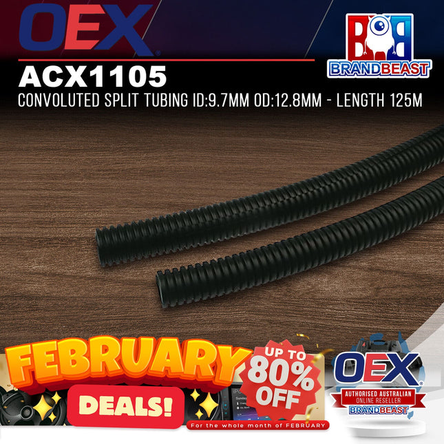 OEX ACX1105 Convoluted Split Tubing ID:9.7mm OD:12.8mm - Length 125m