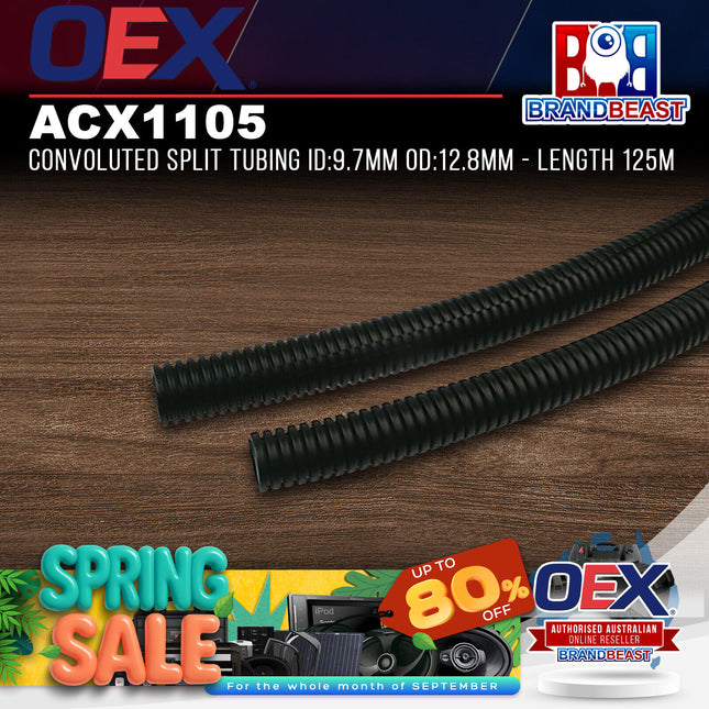OEX ACX1105 Convoluted Split Tubing ID:9.7mm OD:12.8mm - Length 125m