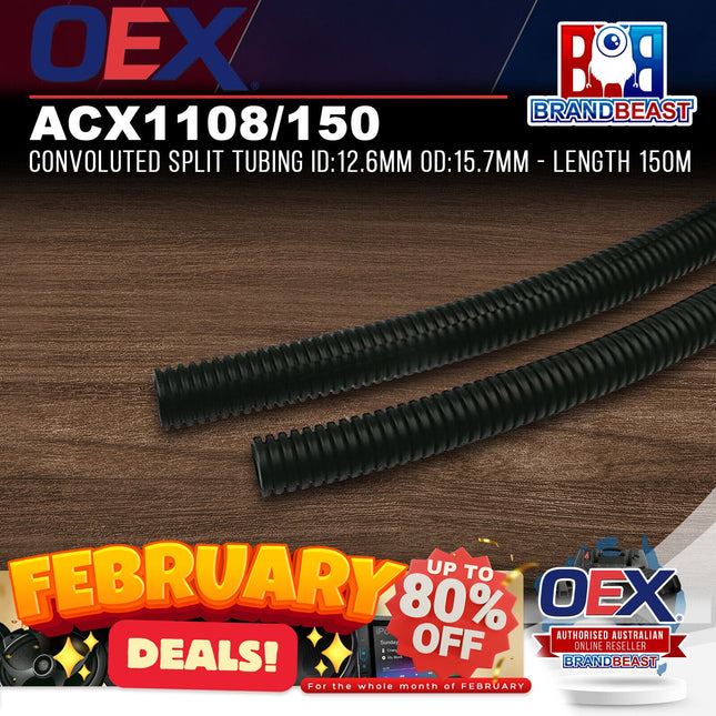 OEX ACX1108/150 Convoluted Split Tubing ID:12.6mm OD:15.7mm - Length 150m