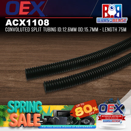 OEX ACX1108 Convoluted Split Tubing ID:12.6mm OD:15.7mm - Length 75m