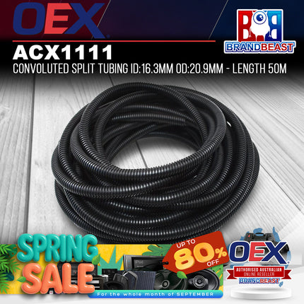 OEX ACX1111 Convoluted Split Tubing ID:16.3mm OD:20.9mm - Length 50m