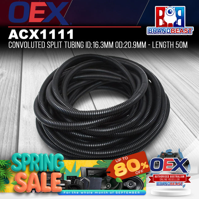 OEX ACX1111 Convoluted Split Tubing ID:16.3mm OD:20.9mm - Length 50m