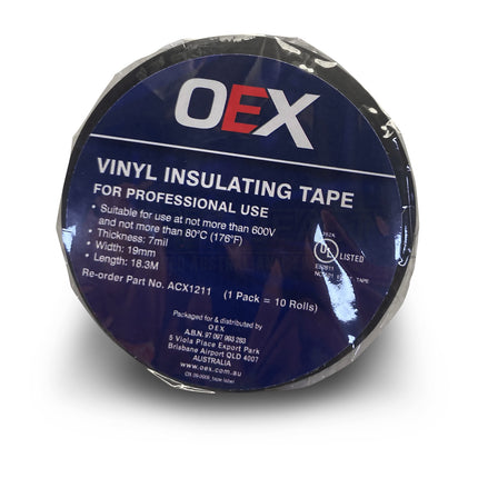 OEX ACX1211 Adhesive PVC Insulation Tape 19mm 18.3M 10Pkt
