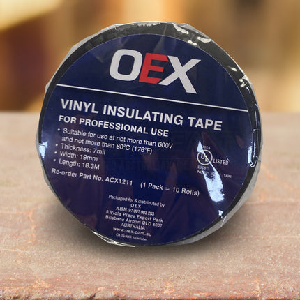 OEX ACX1211 Adhesive PVC Insulation Tape 19mm 18.3M 10Pkt