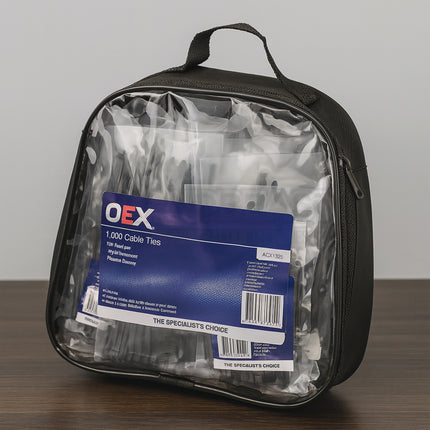 OEX ACX1325 1000Pc Black Nylon Cable Tie Kit – Heavy Duty, UV-Resistant, Multi-Size Assortment