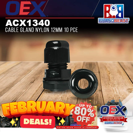 OEX ACX1340 Cable Gland Nylon 12mm 10 Pce