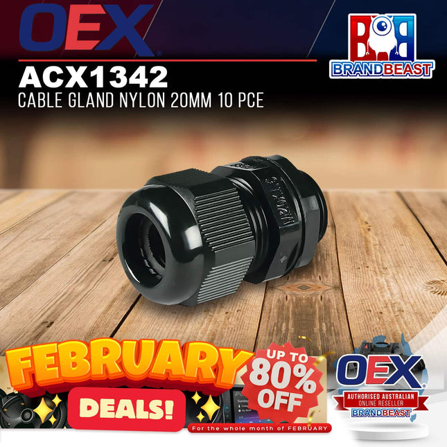 OEX ACX1342 Cable Gland Nylon 20mm 10 Pce