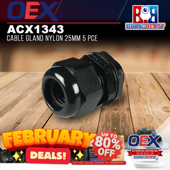 OEX ACX1343 Cable Gland Nylon 25mm 5 Pce