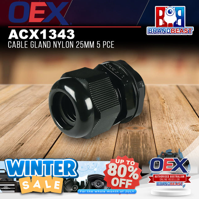 OEX ACX1343 Cable Gland Nylon 25mm 5 Pce