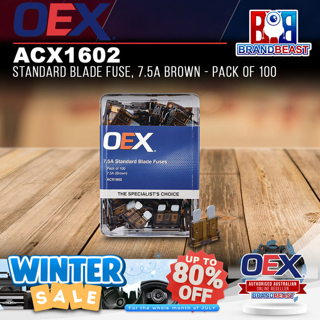 OEX ACX1602 Standard Blade Fuse, 7.5A Brown - Pack of 100