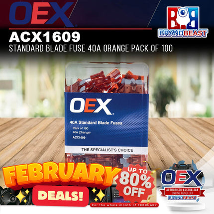 OEX ACX1609 Standard Blade Fuse 40A Orange Pack of 100