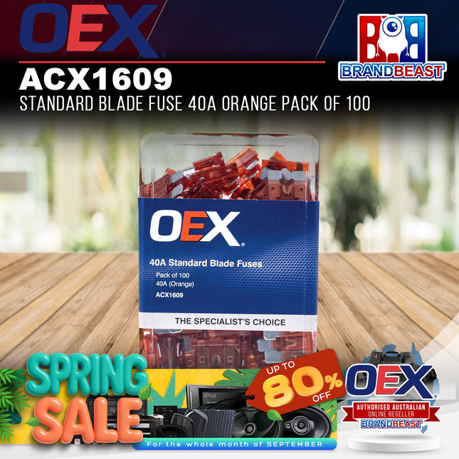 OEX ACX1609 Standard Blade Fuse 40A Orange Pack of 100