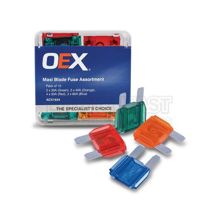 OEX ACX1634 Maxi Blade Fuse Assortment - Pack of 10