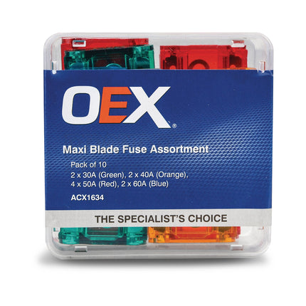 OEX ACX1634 Maxi Blade Fuse Assortment - Pack of 10