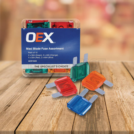OEX ACX1634 Maxi Blade Fuse Assortment - Pack of 10