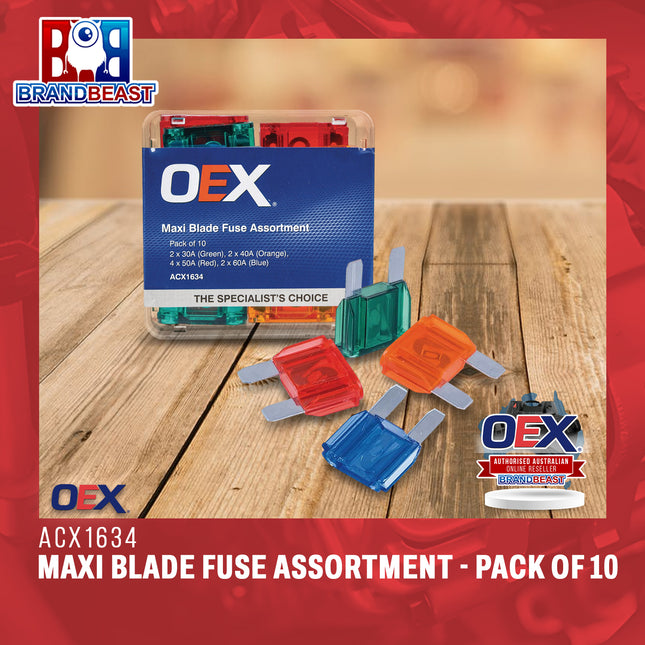 OEX ACX1634 Maxi Blade Fuse Assortment - Pack of 10
