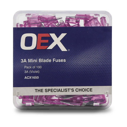 OEX ACX1650 Mini Blade Fuse 3A Violet - Pack of 100
