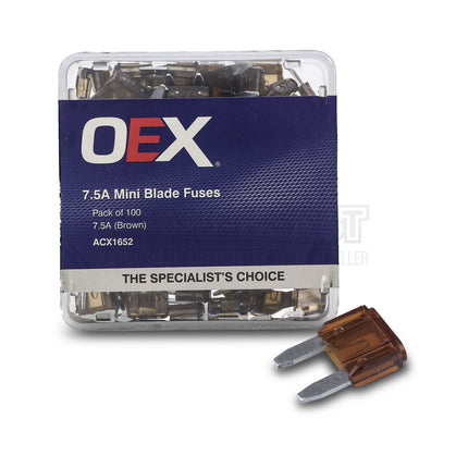 OEX ACX1652 Mini Blade Fuse 7.5A Brown - Pack of 100