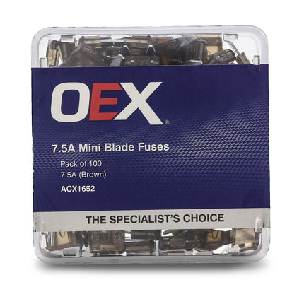 OEX ACX1652 Mini Blade Fuse 7.5A Brown - Pack of 100