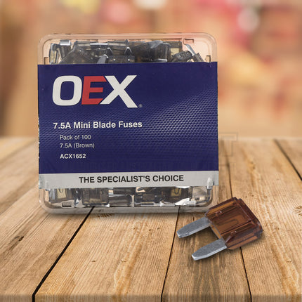 OEX ACX1652 Mini Blade Fuse 7.5A Brown - Pack of 100