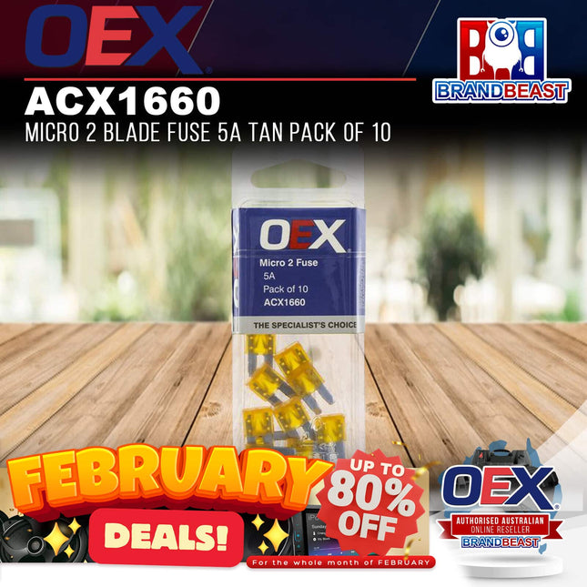 OEX ACX1660 Micro 2 Blade Fuse 5A Tan Pack of 10