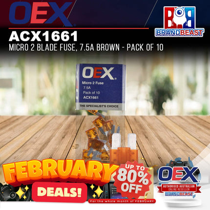 OEX ACX1661 Micro 2 Blade Fuse, 7.5A Brown - Pack of 10