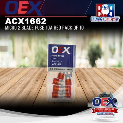 OEX ACX1662 Micro 2 Blade Fuse 10A Red Pack of 10