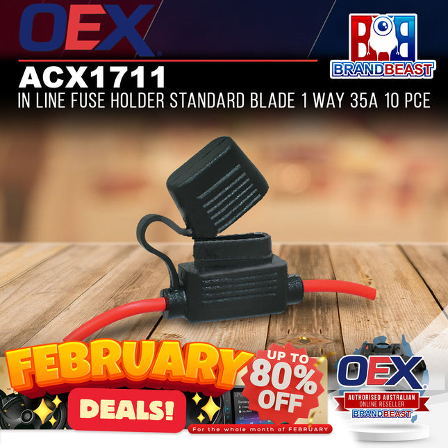 OEX ACX1711 In Line Fuse Holder Standard Blade 1 Way 35A 10 PCE