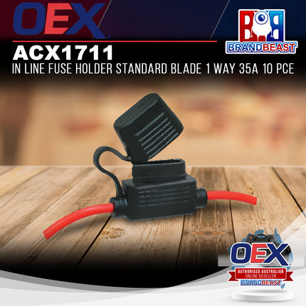 OEX ACX1711 In Line Fuse Holder Standard Blade 1 Way 35A 10 PCE