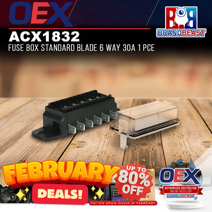 OEX ACX1832 Fuse Box Standard Blade 6 Way 30A 1 Pce