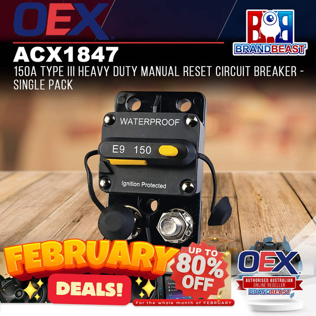 OEX ACX1847 150A Type III Heavy Duty Manual Reset Circuit Breaker - Single Pack