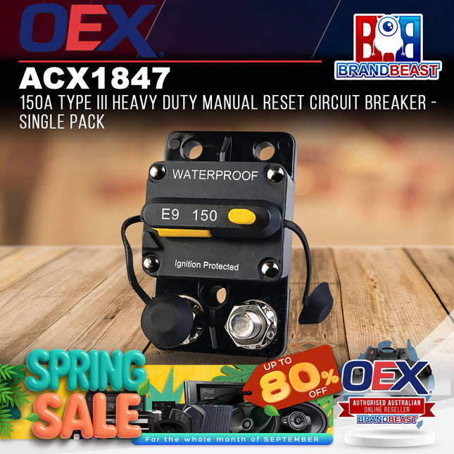 OEX ACX1847 150A Type III Heavy Duty Manual Reset Circuit Breaker - Single Pack