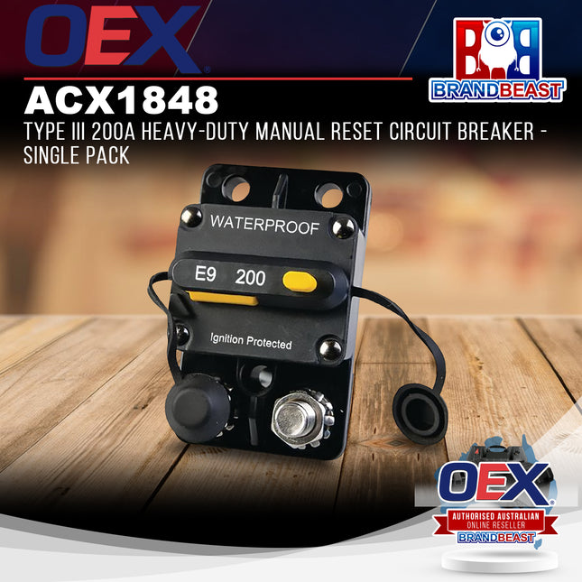 OEX ACX1848 Type III 200A Heavy-Duty Manual Reset Circuit Breaker - Single Pack