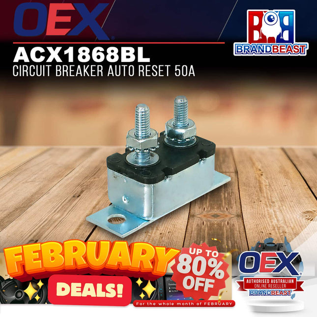 OEX ACX1868BL 50A Circuit Breaker Auto Reset