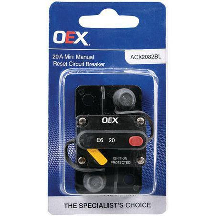 OEX ACX2082BL 20A Mini Manual Reset Circuit Breaker Type 3 Switchable