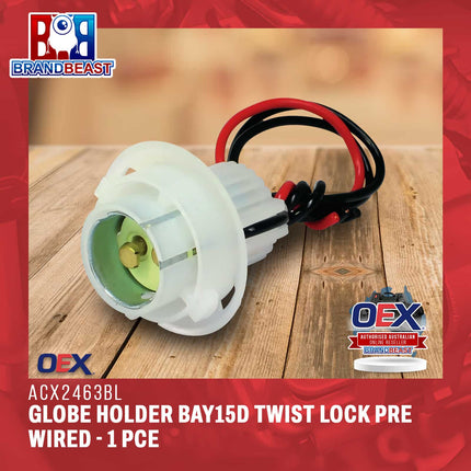 OEX ACX2463BL Globe Holder BAY15d Twist Lock Pre Wired - 1 Pce