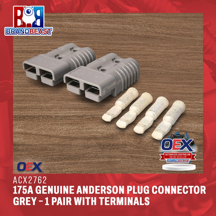 OEX ACX2762 175A Genuine Anderson Plug Connector Grey - 1 Pair with Terminals