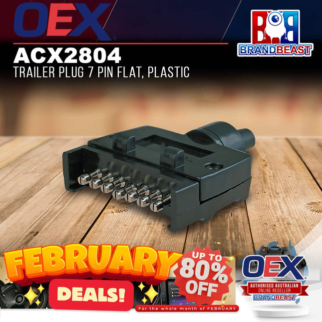 OEX ACX2804 Trailer Plug 7 Pin Flat, Plastic