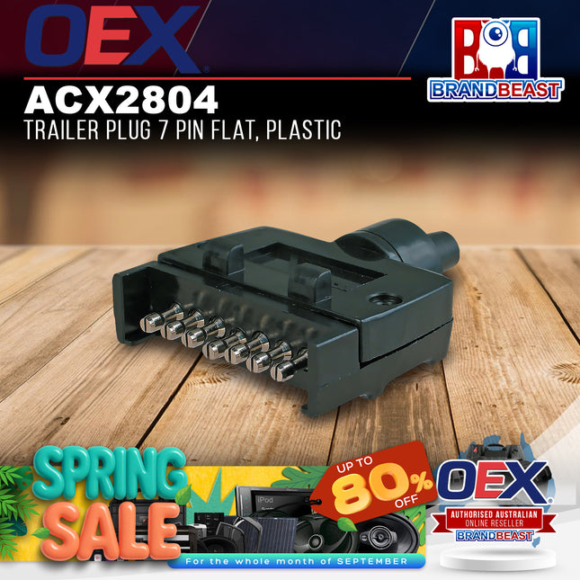 OEX ACX2804 Trailer Plug 7 Pin Flat, Plastic