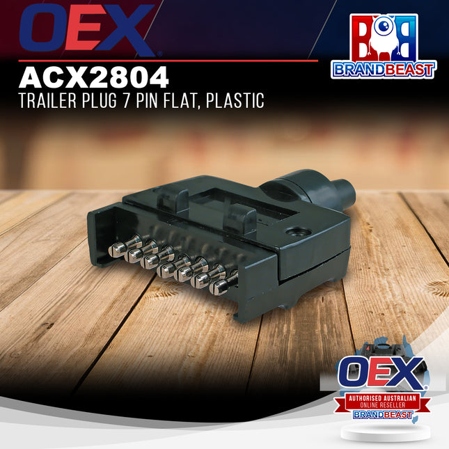 OEX ACX2804 Trailer Plug 7 Pin Flat, Plastic